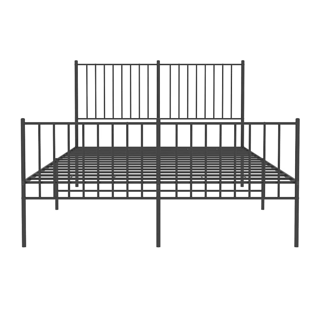 Vidaxl Metalowa Rama Łóżka Z Wezgłowiem I Zanóżkiem, Czarna, 135X190Cm