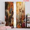 2pcs 2D Flat Printing Happy St Patrick's Day Scene Curtain Live Autumn Leaves_ Squirrels_ Mushrooms and Chestnuts Scene