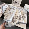 Bamboo Silk Scarf National Style Scarf Simulation Silk Small Square Scarf 70Cm Women'S Scarf Neck Protection Decorative Shawl Leaf Pattern