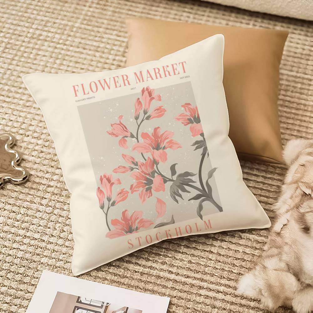 Fl-lower M-market Pillow Case Anti-dustmite Invisible Zipper Sofa Bed