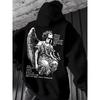 2026 Nuova Felpa con Cappuccio Unisex Angelo Oscuro Incisione Religiosa Grafica Gotica Stampa Posteriore Streetwear Felpa con Cappuccio