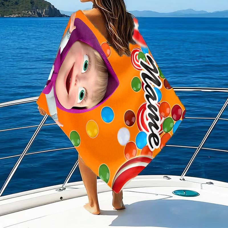 1pc Masha and the Bear4 Beach Towel with Custom Name, Beach/Swimming/Bath/Picnic/Camping Towel, Suitable for Seaside Beaches