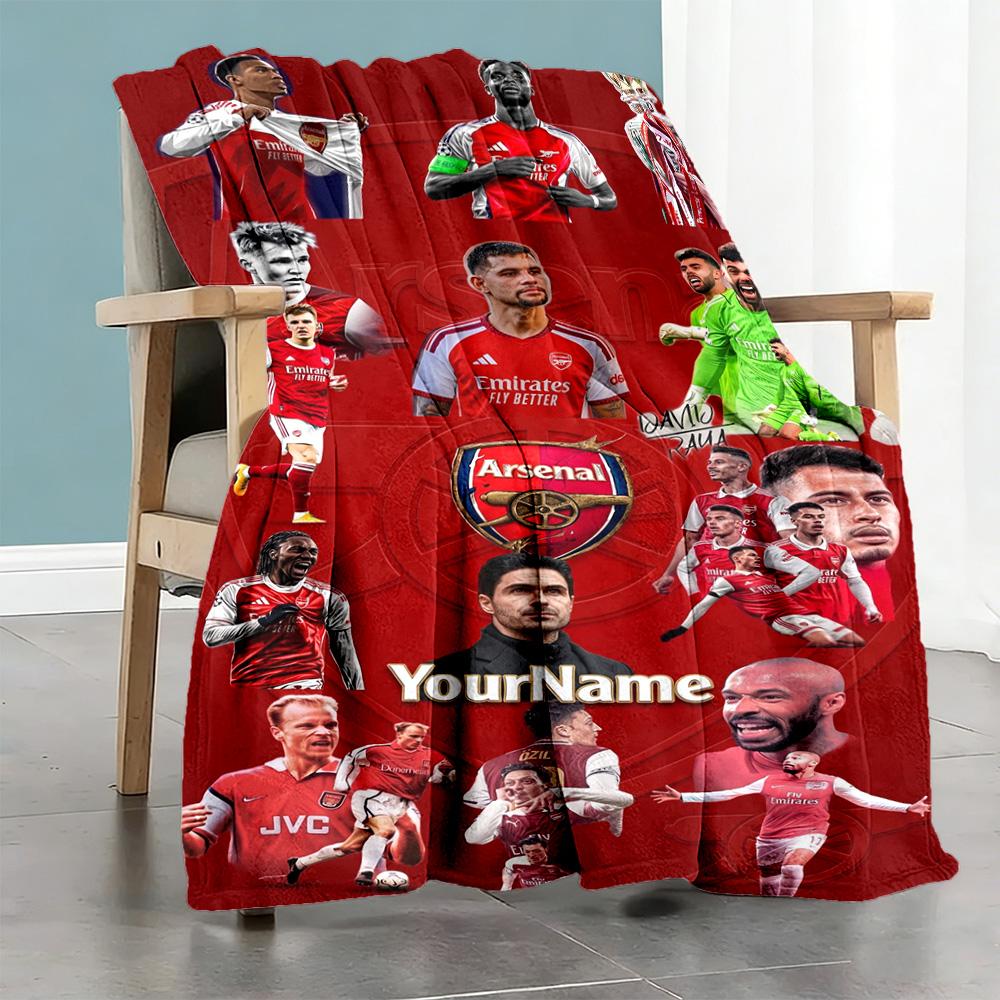 Arsenal Personalized Text Blanket Multi-purpose Personalized Blanket Soft Warm Cozy Perfect for Living Room Livingroom Bed Sofa for All Occasions