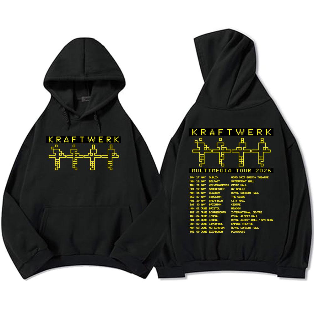 

Kraftwerk Мультимедійний тур 2026 Толстовки Унісекс Вуличний одяг З довгим рукавом Повсякденний Вільний Худі Графічні світшоти Рок-гурту XXL