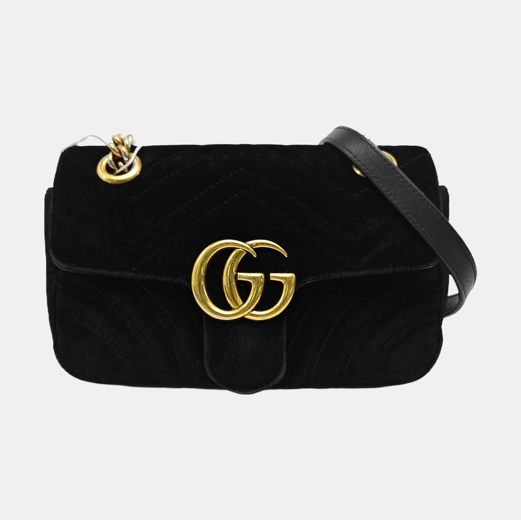 [Usato] Borsa a tracolla mini GG Marmont Serie Logo Vintage Trapuntata in Velluto con Catena - Buono #12XLLHF