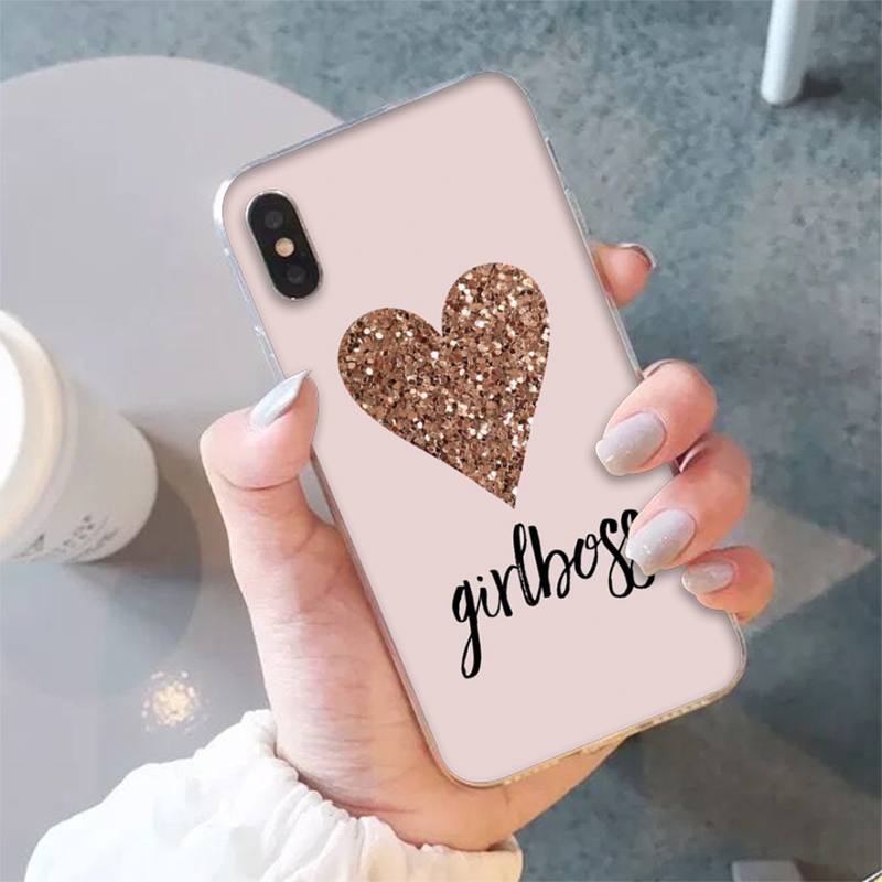 

Girl Boss Pink Women power text slogan Phone Case for iphone 13 8 7 6 6S Plus X 5S SE 2020 XR 11 12 mini pro XS MAX iphone 6 6s