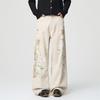 Mens Streetwear Loose Straight Leg Pants Flame Print Casual Trousers