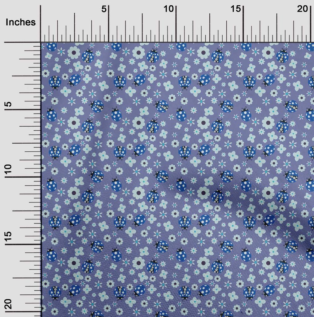oneOone Cotton Poplin Blue Fabric Bird Ladybird  Dress Material Fabric Print Fabric By The Yard 42 Inch