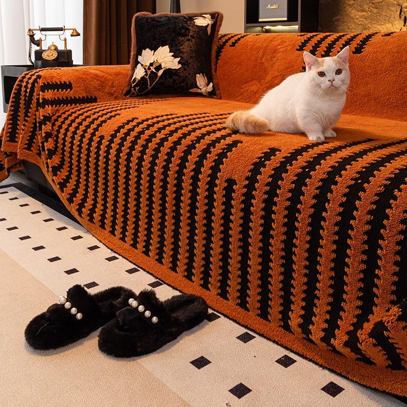 

1PC Graduading Arrows Jacquard Fleece Warm Sofa Towel Thicken Leisure Blanket for Living Room Bedding Room Couch Decor 180x90cm оранжевый