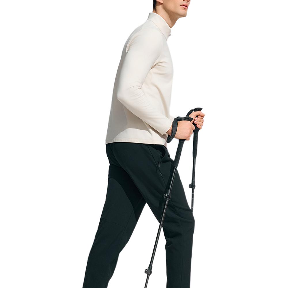 Fila Comfortable Solid Color Fitness Stand Collar Long Sleeve T-Shirt And Mid Waist Woven Long Pants Casual Sports Suit A11M447202F-BG+A11M411806F-BK