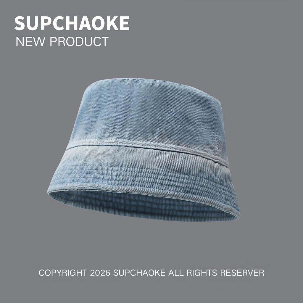 Denim Gradient Color Fisherman Hat Sunshade Flat Top Bucket Hat Men's and Women's Hat