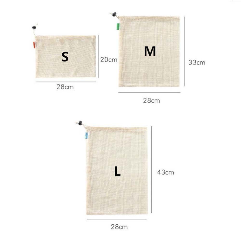 Kitchen Cotton with Drawstring Reusable Storage Bag Storage Mesh Bags Washable Fruit and Vegetable