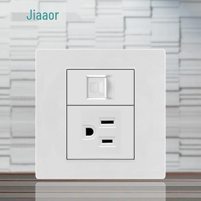 86 Typ Amerikanischer Standard Schalter- und Steckdosenpanel mit Doppel-USB & Typ-C, 3-Loch-Stecker für Japan & Taiwan, Unterputzmontage