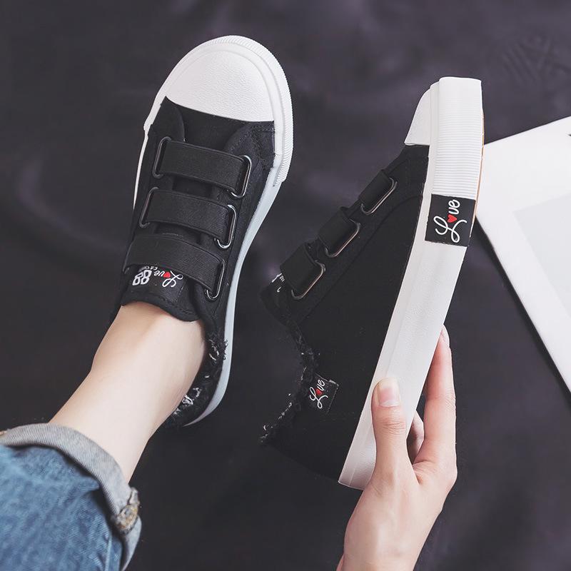 

Студенческие парусиновые туфли на липучках, женская обувь, тканевая обувь, универсальные дышащие туфли для нищих 40 чёрный