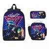 3Pcs Daft Punk Electronic Music Backpack Set for Kids Pencil Boxes Bookbag Sets with Lunch Box For School Students Daypack