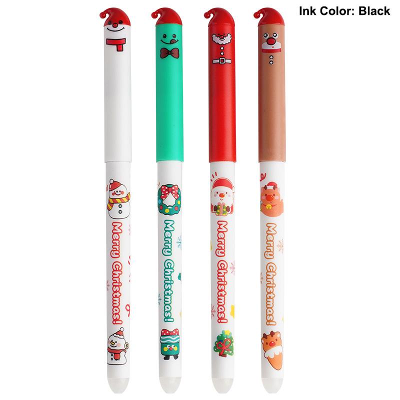 4 Pcs Cartoon Halloween Christmas Erasable Gel Pen Cute 0.5Mm Blue/Black Ink Signature Pens School Supplies Student Gifts