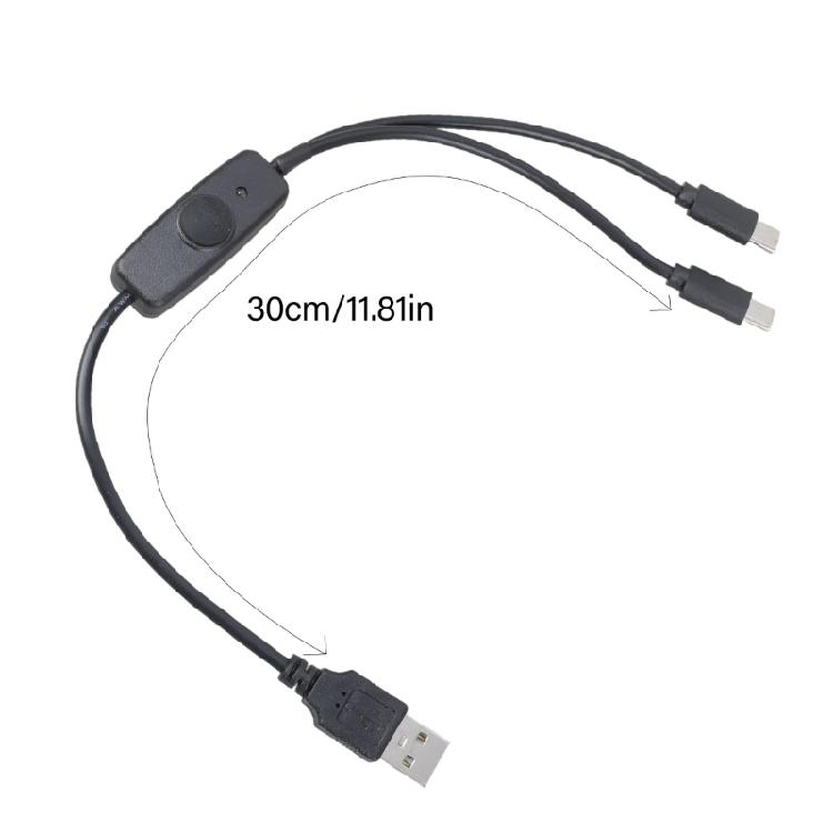 USB Multi Charging Cable 2 In 1 Multiple Phone Charger Cord USB C Multi Cable with Switches for Phones Tablets