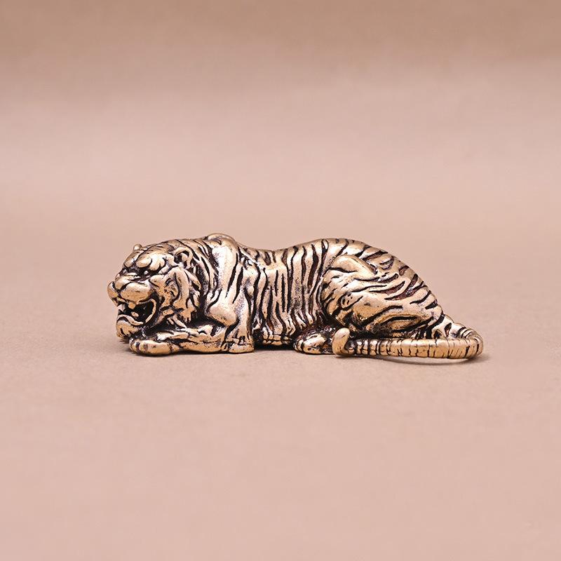 Brass Zodiac Tiger Office Desk Ornament Statue Furniture Tea Pet Decoration Retro Desktop Office Decor