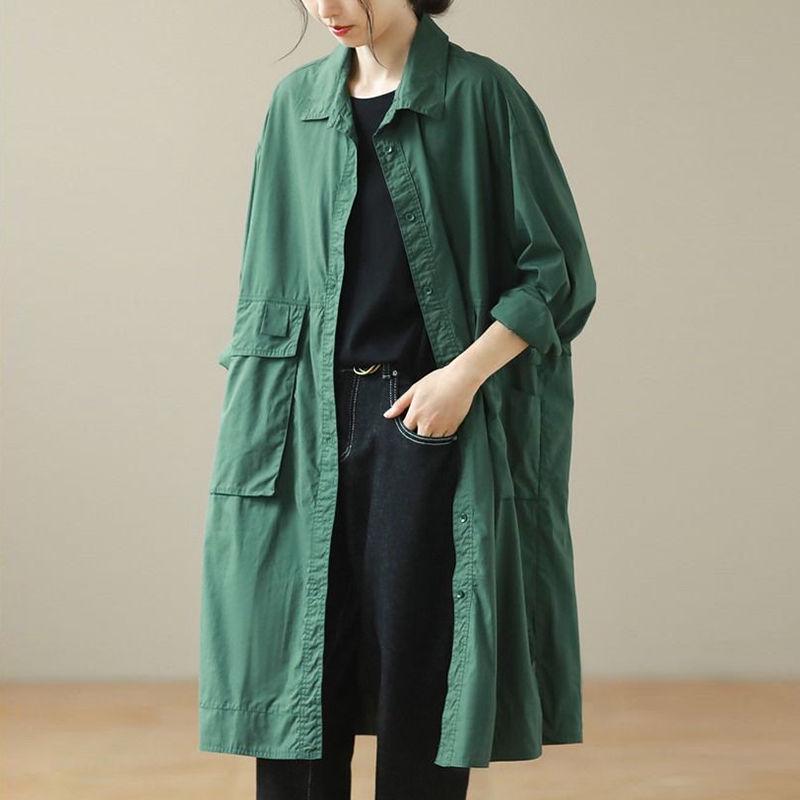 Women's Mid-Length Autumn Trench Coat - Casual Style Cardigan Outerwear
