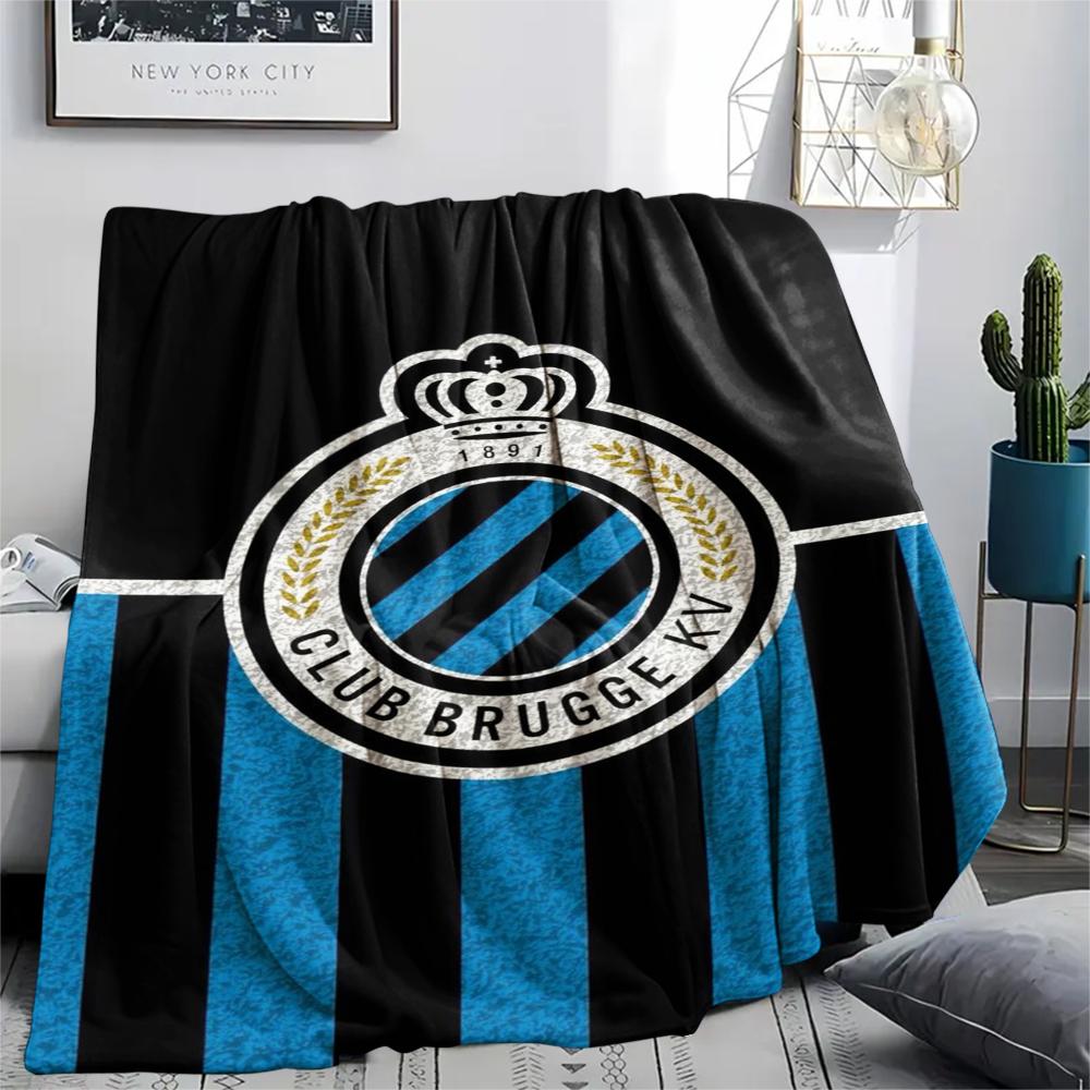 1Pc Club Brugge K V Print Flannel Blanket, High quality Comfortable for All Seasons, Home Decor, Warmth and Comfort, Perfect for Christmas Gifts