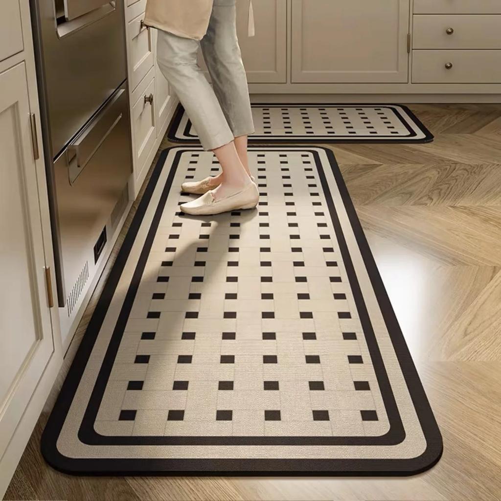 2-Piece Kitchen Oil-Proof Floor Mat Home Non-Slip Door Mat Full of Stand-Resistant Large Area Mat Carpet Crystal Velvet New