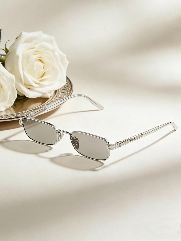Prada SPRB54E Silver Rectangular Sunglasses