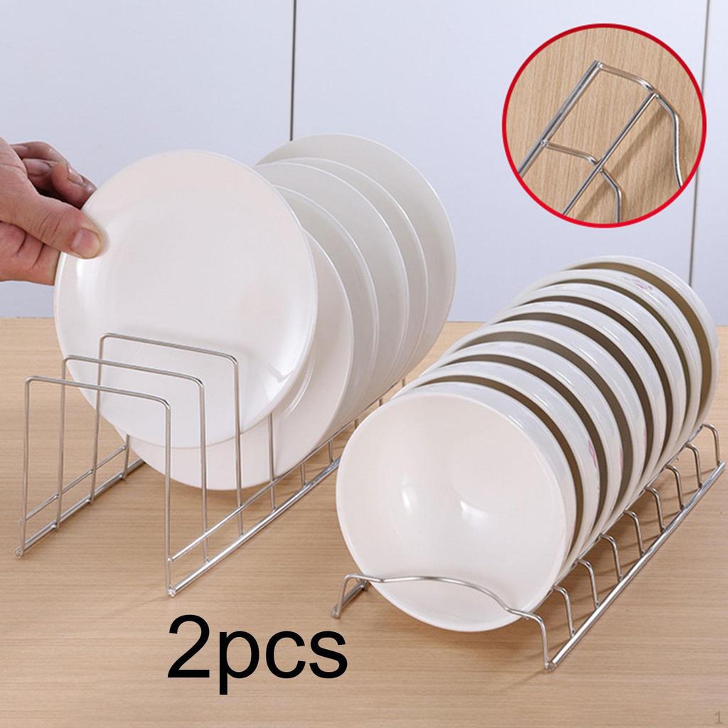 2 Bowl Rack Dish Holder Utensils Multifunction Stable Plate Stand Drain Basket for Counter