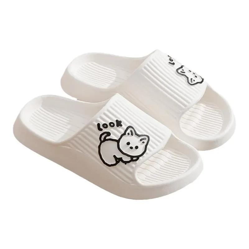 Summer Slippers Bathroom Platform Non-Slip Home Bear Cartoon Flip Flops Beach Women Slipper Sandals Slides Indoor Outdoor 2025