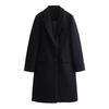 2024 European & American Women's Turn-Down Collar Long-Sleeve Button-Embellished Medium-Length Coat