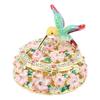 Round Hummingbird Pattern Enameled Jewelry Box Decorative Metal Trinket Box Vintage Jewelry