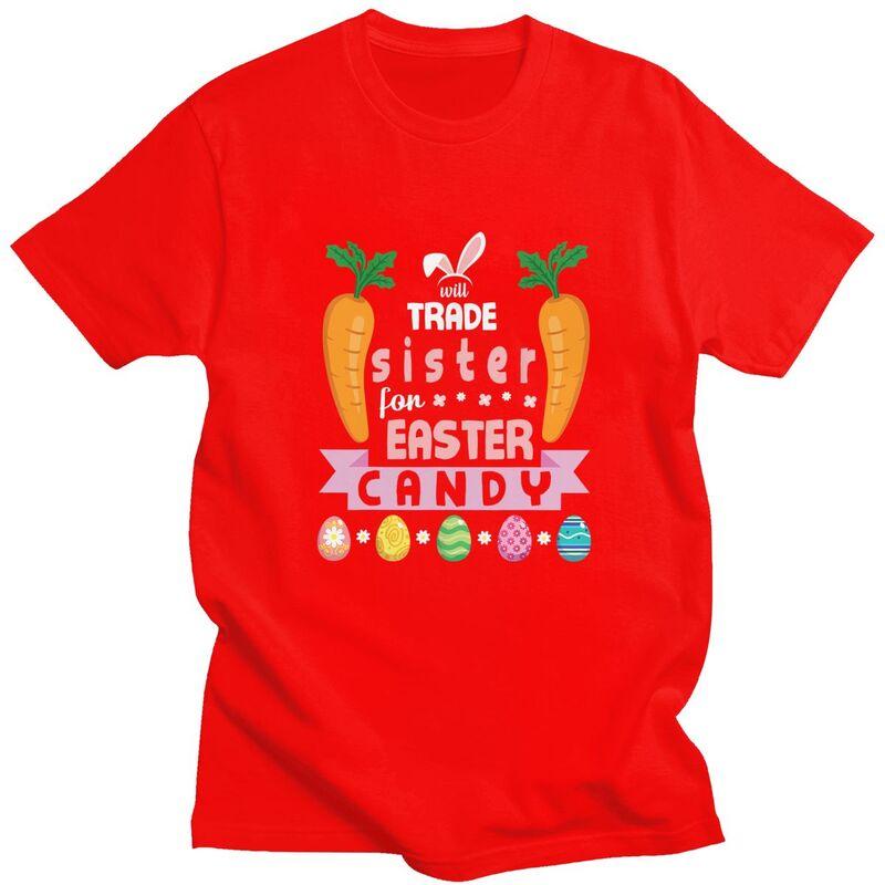 Custom Carrots Bunny Face Will Trade Sister For Easter Candy Eggs T Shirt for Men Tshirt Leisure Tee Short Sleeve Tshirt S