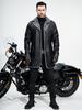 Men's European Mid-Length PU Leather Jacket, Large, Fleece-Lined for Autumn/Winter