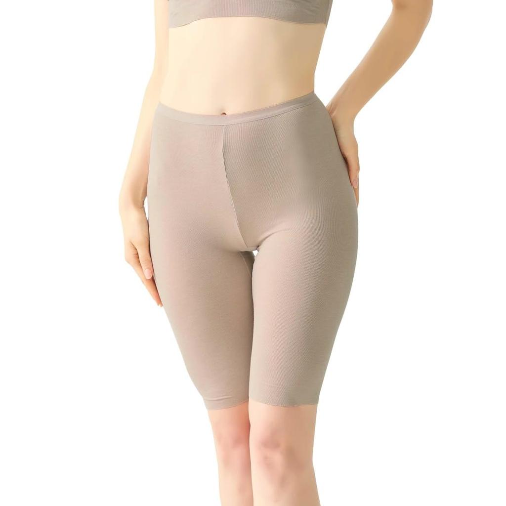 Gunze MC2066P Made of Smooth Inner Above the Beige Heather Women's Half-Length Pettipants, Acedron, Sweat-Resistant, Sweat-Stain-Resistant, Material,