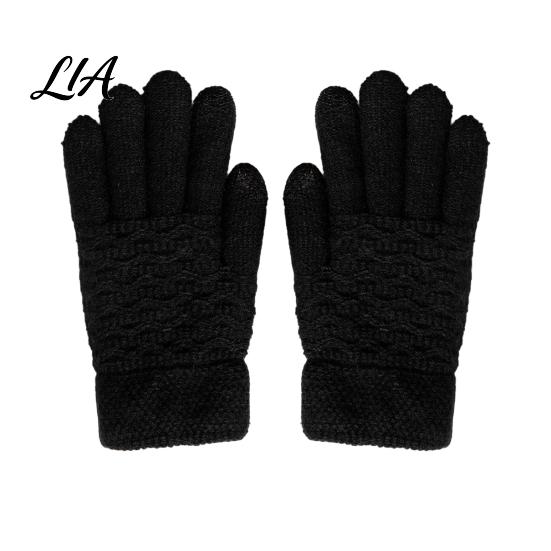 Verdickte Plüsch Thermo-Fäustlinge 1 Paar Winter Warme Fleecegefütterte Handschuhe für Damen Herren, Kälteempfindliche Fingerspitzen-Tech Wetterhandschuhe, Gestrickte Touchscreen