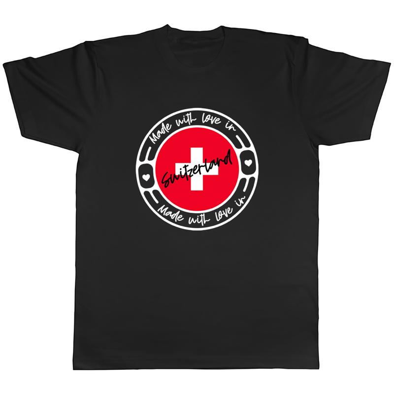 Made With Love In Switzerland Mens Unisex T-Shirt Tee S