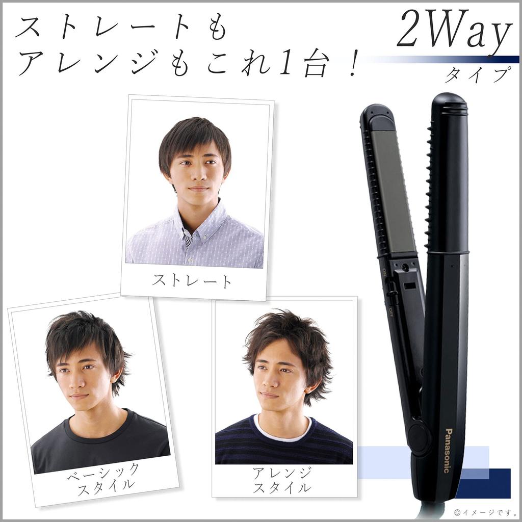 Panasonic Compact Iron for Short Hair Type Black & Men's Arrangement/Straight 2-Way EH-HV19-K