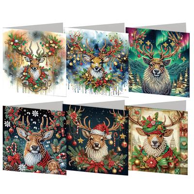 Zestaw 6 sztuk Kart z Życzeniami Diamond Painting na Halloween DIY Zestaw Kart Ręcznie Robionych Diamond Art Kreatywne Kartki na Urodziny i Święto Dziękczynienia