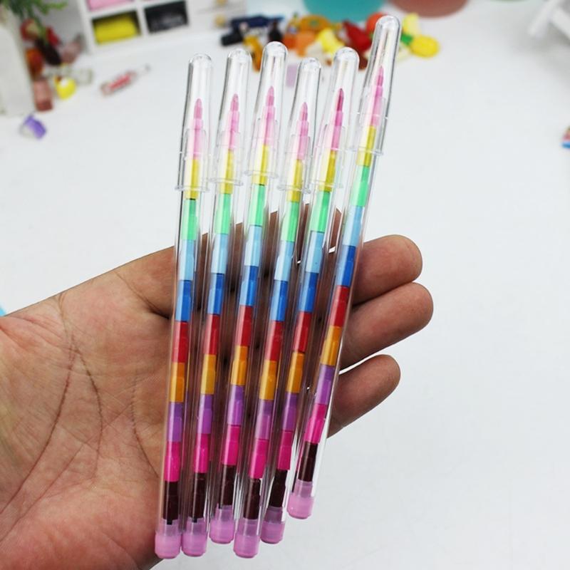 10/24Pcs Building Blocks Kid Crayons Stackable Crayons Kids Detachable Crayons