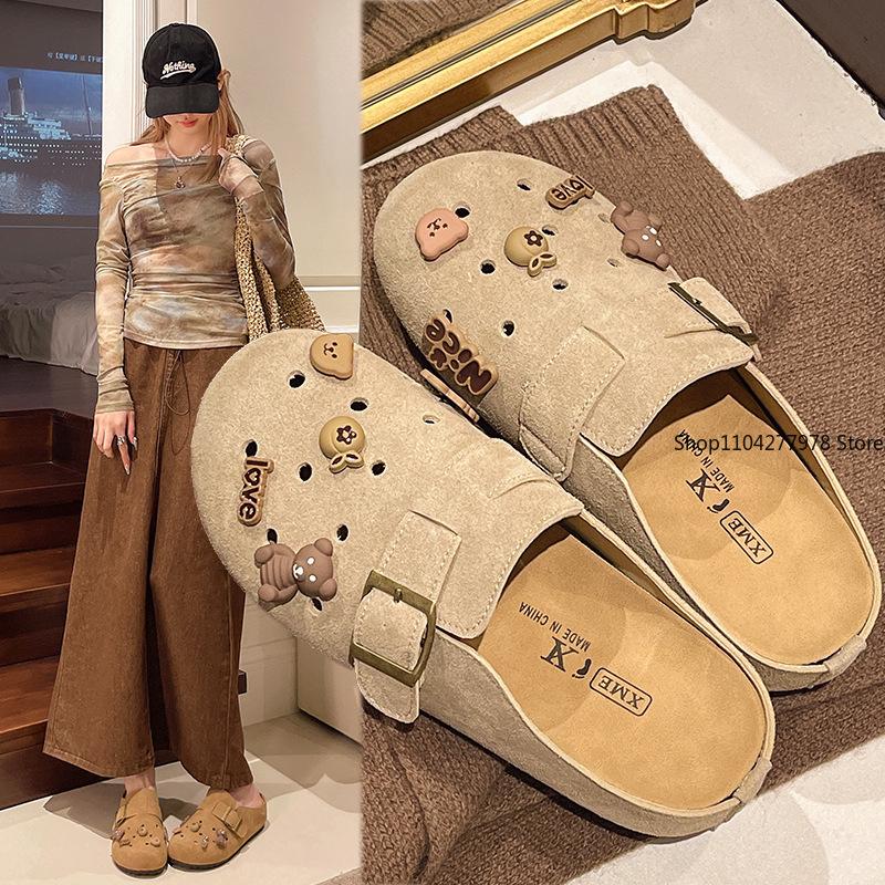 Fashion Cute Anime Slippers Summer Female Thick Sole Flat Shoes Mules Sweet Cartoon Outdoor Anti Slip Slippers Girl Gift