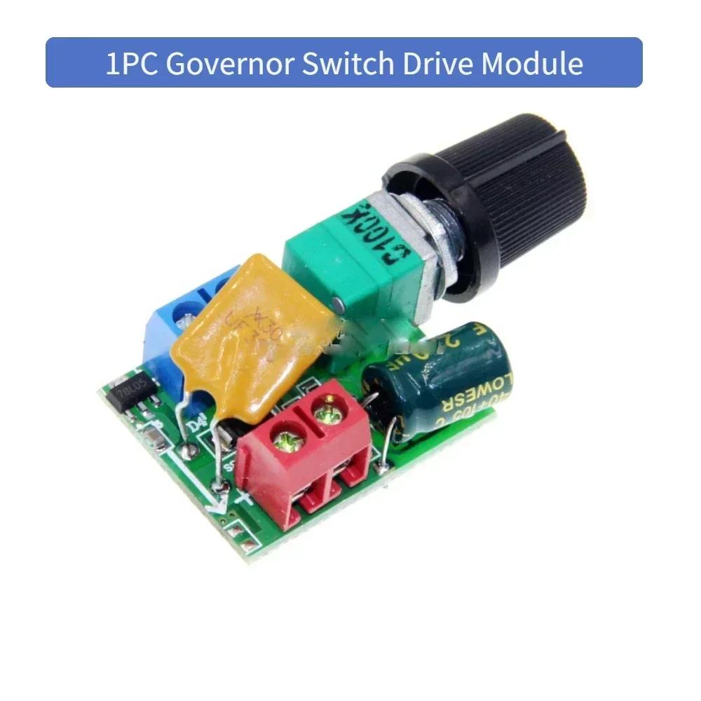 Mini PWM Motor DC Motor Drehzahlreglermodul 3-35V 5A Max 90W Drehzahlregelung Einstellbarer Potentiometer-Schalter LED-Dimmer