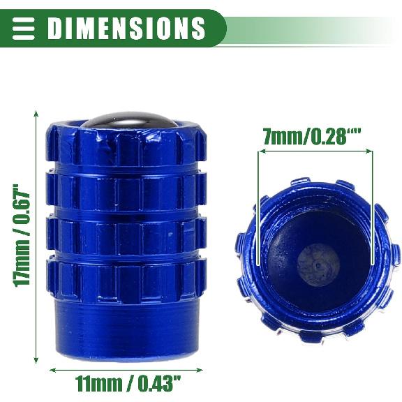 Motoforti Universal Tire Valve Stem Caps Valve Stem Covers for Car SUV Trucks Motorcycles,17mm, Aluminum Alloy, Blue, 4pcs