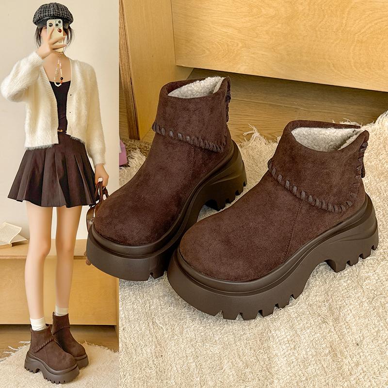 Fashion Women's Platform Suede Ankle Boots 2025 Spring and Autumn Fashion New Dress Designer Walking Casual Fashion Boots Botas