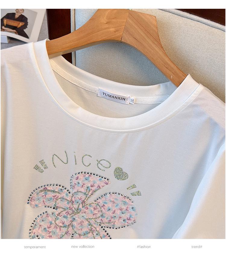 Women's Plus Size Short-Sleeve Loose Mid-Length Slimming Round Neck T-Shirt (Sizes 200-350) Model 6506