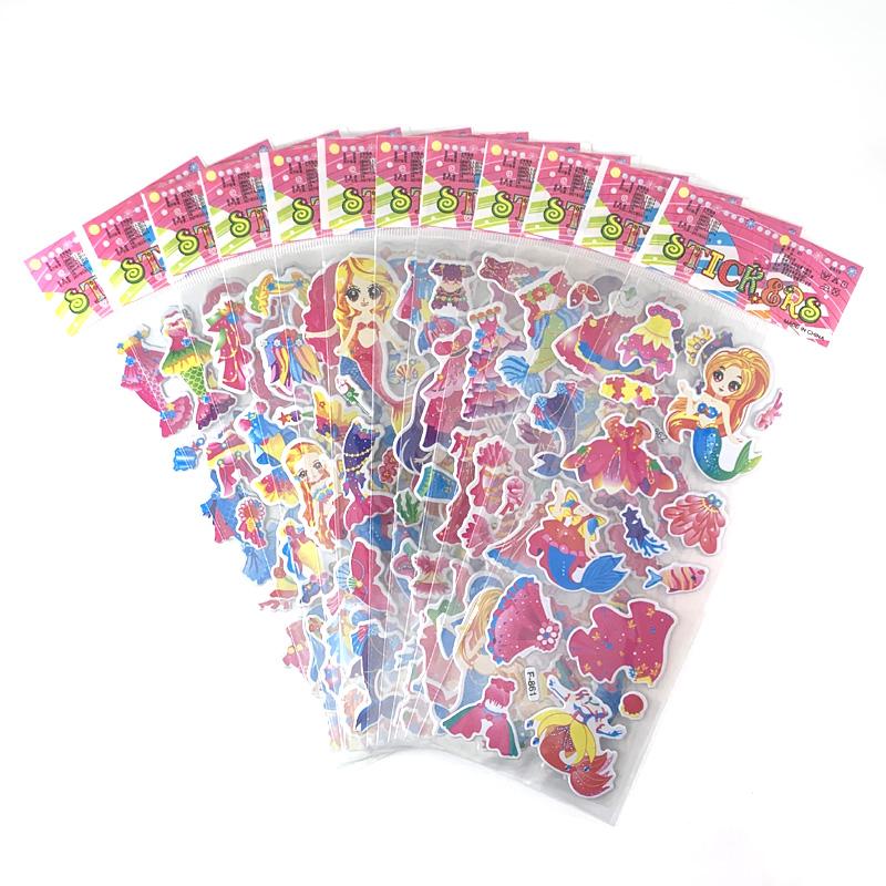 12 Blätter/Set 3D Blasen Anzieh-Mädchen-Sticker Cartoon Kleiderwechsel DIY Kawaii Sticker Lernspielzeug für Kinder Mädchen Geschenk