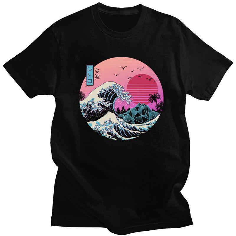 

Custom Japanese Kanagawa Anime Great Wave T Shirts Men Pure Cotton Tee Tops Tshirt T-shirt - Men s Summer Cotton Graphic Tee S