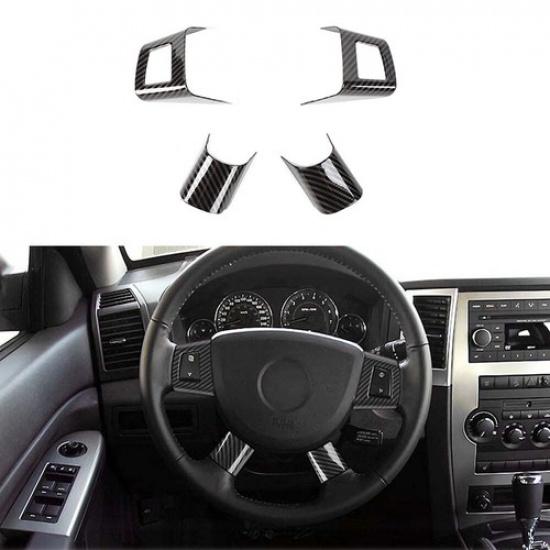 Carbon Fiber Steering Wheel Decor Cover Trim for Jeep Grand Cherokee 2006-2010