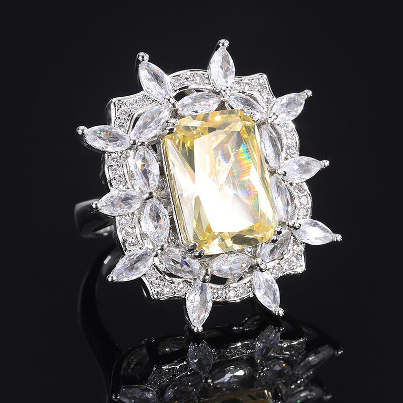 

Jewelry Copper Gold Plated Retro Simulation Yellow Diamond Bottom Women S Handmade Diamond Set Main Stone 10 * 14