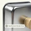 Stainless Steel Cooking Lid With Heatproof Wooden Handle Heat Resistant Basting Cover For Home And Restaurant Use