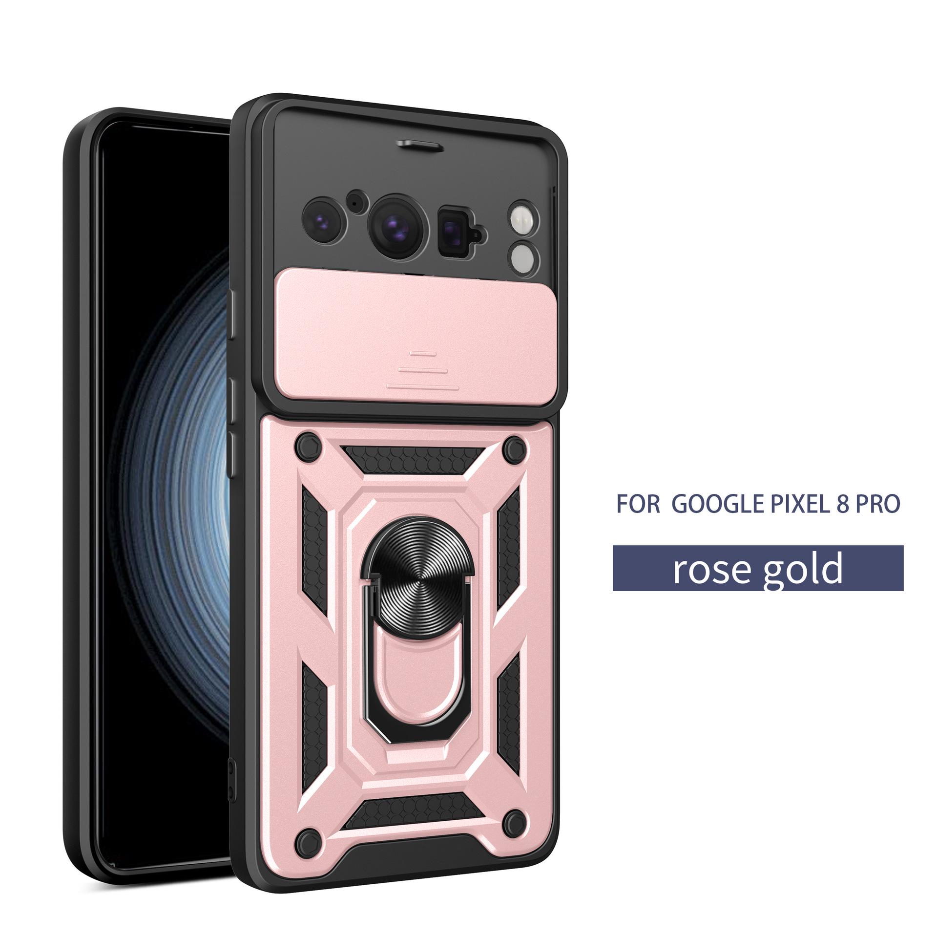 

Universal Google Pixel 9A/9Pro/8Pro Slide Window Stand Phone Case Pixel 9 Pro XL розового золота