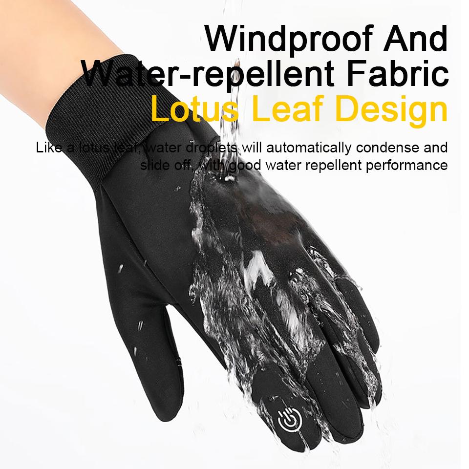 Getinfit Cycling Gloves Winter Warm Waterproof Touch Screen Anti-Wear for Male Female Outdoor Sports Fishing Fleece Thickened